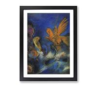 The Lighter Of Dreams By Odilon Redon Classic Painting Framed Wall Art Print, Ready to Hang Picture for Living Room Bedroom Home Office Décor, Black A3 (34 x 46 cm)