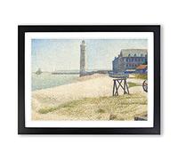 The Lighthouse At Honfleur By Georges Seurat Classic Painting Framed Print | A3 Black Framed Wall Art | Ready to Hang | Classic Cityscape Picture | Living Room Bedroom Lounge Office