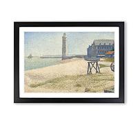 The Lighthouse at Honfleur by Georges Seurat Framed Print | A2 Black Framed Wall Art | Ready to Hang | Modern Cityscape Picture | Living Room Bedroom Lounge Office