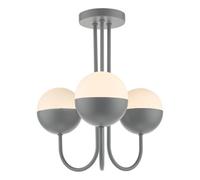 The Lighting Studio Andre 3 Light Semi Flush Grey Opal Glass
