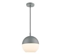 The Lighting Studio Andre Single Pendant Matt Grey And Opal Glass