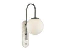 The Lighting Studio Deuce Bathroom Wall Light Marble Opal Glass Ip44