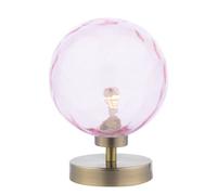 The Lighting Studio Esben Touch Table Lamp Antique Brass With Pink Dimpled Glass