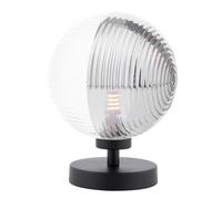 The Lighting Studio Esben Touch Table Lamp Matt Black With Smoked/clear Ribbed Glass