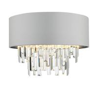 The Lighting Studio Halle 4 Light Flush Grey Shade Crystal