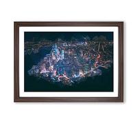 The Lights of New York City in Abstract Framed Print | A2 Walnut Framed Wall Art | Ready to Hang | Abstract Cityscape Picture | Living Room Bedroom Lounge Office