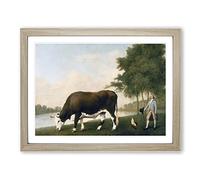 The Lincolnshire Ox By George Stubbs Classic Painting Framed Print | A4 Oak Framed Wall Art | Ready to Hang | Classic Historical Picture | Living Room Bedroom Lounge Office