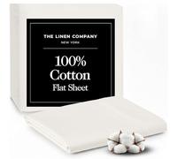The Linen Company NY Cotton Flat Sheet King Size - 100% Cotton Percale, Light, Cool & Crisp Hotel Feeling, Breathable, Softer After Each Wash, Skin-Friendly, Temperature-Regulating for Luxurious Sleep