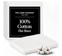 The Linen Company NY Cotton Flat Sheet King Size - 100% Cotton Percale, Light, Cool & Crisp Hotel Feeling, Breathable, Softer After Each Wash, Skin-Friendly, Temperature-Regulating for Luxurious Sleep