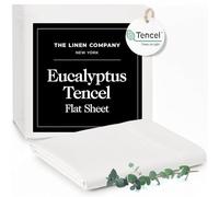 The Linen Company NY Eucalyptus Sheets - Tencel Double Flat Sheet with BCI Cotton Blend, Ultra-Soft, Breathable Percale, Skin-Friendly, Lightweight, Temperature-Regulating for Refreshing Sleep (White)