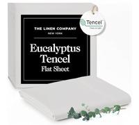 The Linen Company NY Eucalyptus Sheets - Tencel Flat Sheet with BCI Cotton Blend, Ultra-Soft, Breathable Percale, Skin-Friendly, Lightweight, Temperature-Regulating (Super King, Light Grey)
