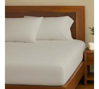 The Linen Company NY Eucalyptus Sheets - Tencel Super King Fitted Sheet with BCI Cotton, Ultra-Soft, Breathable Percale, Skin-Friendly, Lightweight, Temperature-Regulating for Soothing Sleep (Ivory)