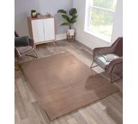 Faux Fur Beige Plain Shaggy Polyester Easy To Clean Rug For Living Room And Bedroom-150Cm X 200Cm