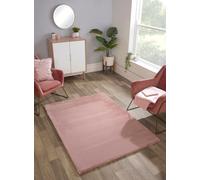The Linen Consultancy TLC 5 Star Hotel Concept Luxury Faux Fur Blush Rug in Pink | Size: 133 cm diameter The Linen Consultancy Pink 133 cm diameter