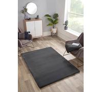 Lord of Rugs Lux Faux Fur Rug for Bedroom Dining Living Room Carpet Super Soft Fluffy Plush Plain Modern Floor Shaggy Rug Charcoal Medium 120x170 cm (4'x5'6")