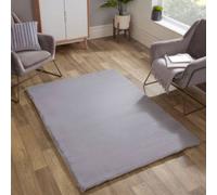 Lord of Rugs Lux Faux Fur Rug for Bedroom Dining Living Room Carpet Super Soft Fluffy Plush Plain Modern Floor Shaggy Rug Silver Large 150x200 cm (4'11"x6'6")
