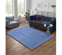 The Linen Consultancy TLC 5 Star Hotel Concept Tipped Luxury Faux Fur Blue Rug | Size: 133 cm diameter The Linen Consultancy Blue 133 cm diameter