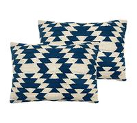 The Linen Yard Jura Feather Filled Cushion Twin Pack, Cotton, Navy,40 x 60cm