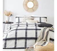 Yard Mohair Check Single Natural and Black Duvet Cover Set - Multi - Yard Living - Wilko