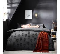 The Linen Yard Skulls Tufted 100% Cotton Duvet Cover Set, Double, Grey