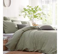 The Linen Yard Stonehouse Super King Duvet Cover Set, Cotton, Sage, 260 x 220cm