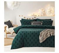The Linen Yard Tufted Tree Duvet Cover Set, Percale, Pine Green, Single