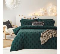Furn Duvet Cover Set Tufted Tree Festive 100% Cotton Percale Pine Green Single