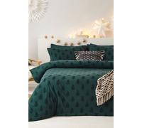 furn. Tufted Tree Duvet Cover Set (Pine Green - Double) | Crisp Percale 100% Cotton Tufted Tree Festive Christmas Easycare Bedding