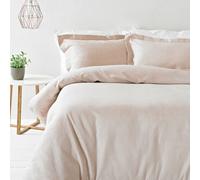 The Linen Yard Waffle Textured 100% Cotton Duvet Cover Set, Super King, Pink