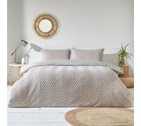The Linen Yard Yard Chevron Tuft 100% Cotton Duvet Cover Set, Single, Beige