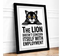 The Lion Doesn't Care Minimalist Framed Wall Art Print A1 (84.1×59.4cm) Black, Wall Decor for Living Room, Bedroom, Office & Home, Ready to Hang, Art Gift