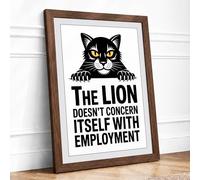 The Lion Doesn't Care Minimalist Framed Wall Art Print A3 (42×29.7cm) Walnut, Wall Decor for Living Room, Bedroom, Office & Home, Ready to Hang, Art Gift