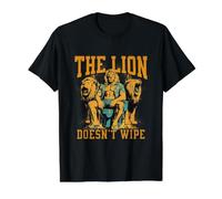 The Lion Doesn't Wipe Funny Alpha Bootleg Unhinged Meme Value Graphic T-Shirt, Men, Black, S