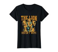 The Lion Doesn't Wipe Funny Alpha Bootleg Unhinged Meme Value Graphic T-Shirt, Women, Black, M