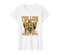 The Lion Doesn't Wipe Funny Alpha Bootleg Unhinged Meme Value Graphic T-Shirt, Women, White, L