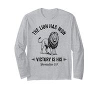 The Lion Has Won Victory is His Christian Faith Bible Verse Long Sleeve T-Shirt