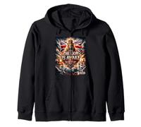 THE LION IS AWAKE - Restore Britain, British Royal Lion Meme Zip Hoodie