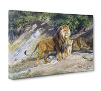 The Lion King By Rosa Bonheur Canvas Print | Gallery Wrapped 30mm Frame Wall Art | 20x14 inches | Ready to Hang | Classic Animals Picture | Living Room Bedroom Lounge Office