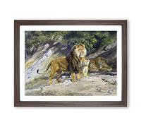 The Lion King By Rosa Bonheur Classic Painting Framed Print | A3 Walnut Framed Wall Art | Ready to Hang | Classic Animal Picture | Living Room Bedroom Lounge Office