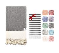 The Lion Textile Beach towel，Bath Soft，Lightweight，& Quick-Drying Turkish Beach Towel & Hand Towel Set Perfect Beach Towels Adults Bathroom，Beach，Pool，SPA，Gym，& Yoga 94x180cm+40x100cm.，Diamond Black