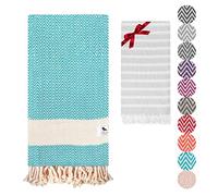 The Lion Textile Beach towel, Bath Towel - Soft, , and Quick-Drying Turkish Towels Hand Set. Perfect for Bathroom, Beach, Pool, SPA, Gym, Yoga 94x180cm+40x100cm., Herringbone Turquoise