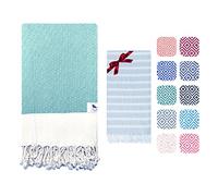 The Lion Textile Beach towel, Bath Towel - Soft, Lightweight, and Quick-Drying Turkish Towels Hand Set. Perfect for Adults Bathroom, Beach, Pool, SPA, Gym, Yoga 94x180cm+40x100cm., Diamond Turquoise