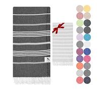 The Lion Textile Turkish Cotton Bath Towel Set 90x180 cm - Lightweight, Quick Dry, Soft Peshtemal Hammam Towel for Beach, Spa, Gym & Travel (Black)