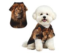 The Lion's Gaze Breathable Hawaiian Dog Shirt Summer Button Up Top for Small Medium Dogs L