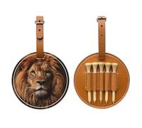 The Lion's Gaze Brown Printed Golf tee Storage Bag - Portable Design, Easy to Organize tee