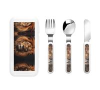 The Lion's Gaze Children's tableware 3-piece set, reusable knife, fork and spoon cutlery set, portable children's food protection tableware