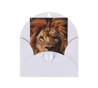 The Lion's Gaze Greeting card, blank inner page, includes envelope, 10 cm x 15 cm, for anniversary and party invitations.
