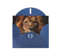 The Lion'S Gaze Horizontal Holiday Card With Blue Heart Shaped Envelope And Write Various Holiday Greetings
