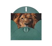 The Lion'S Gaze Horizontal Holiday Card With Dark Green Heart Shaped Envelope And Write Various Holiday Greetings