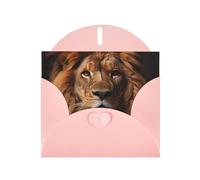 The Lion'S Gaze Horizontal Holiday Card With Pink Heart Shaped Envelope And Write Various Holiday Greetings